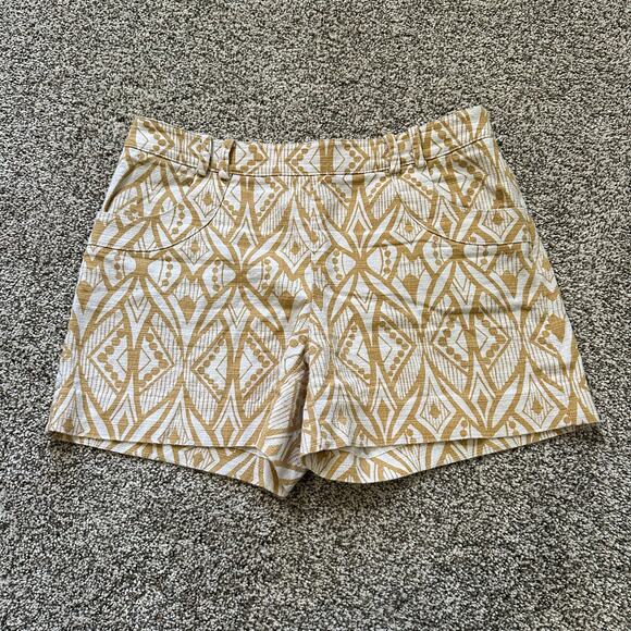 Elevenses Anthropologie cream & yellow print shorts size 4 - Picture 2 of 11